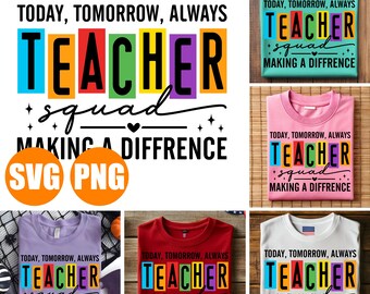 Teacher Squad SVG Design: Colorful Back to School Clip Art (Commercial Use