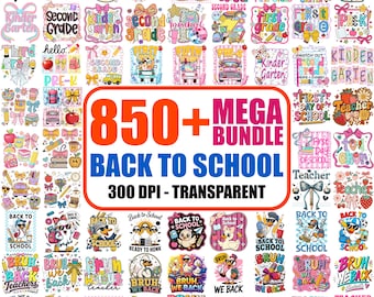 Oltre 850 immagini PNG per il ritorno a scuola, grafica "Bruh We Back" (300 DPI)