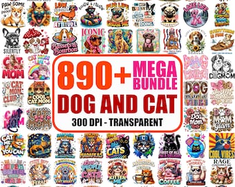 890+ Dog Cat PNG Mega Bundle, Funny Sarcasm Dog Mom (Digital Download)
