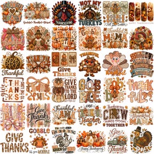 580+ Thanksgiving PNG Mega Bundle, Trendy Turkey , Retro Gobble Fall (300 DPI) image 2