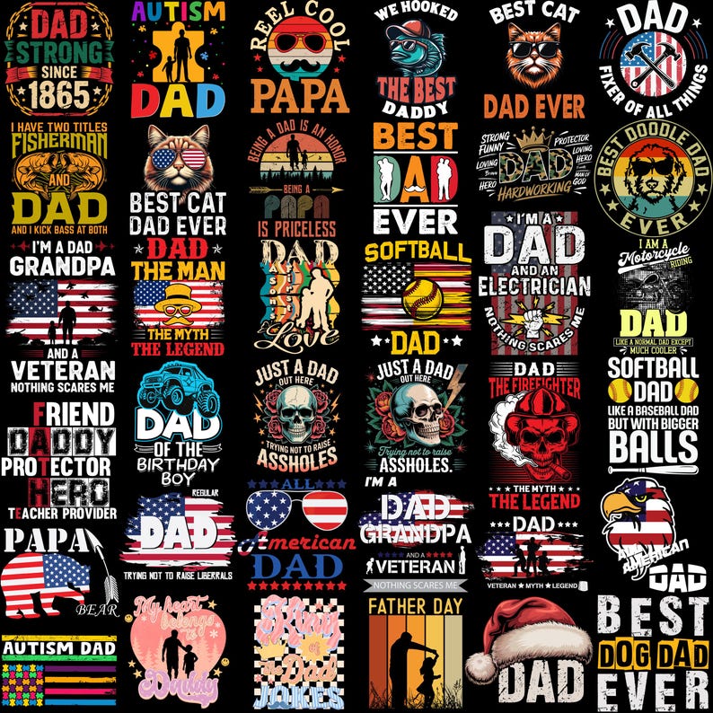 600+ Dad PNG Bundle, Father Daddy Designs, Sports, Funny, Papa (Instant Download) image 5