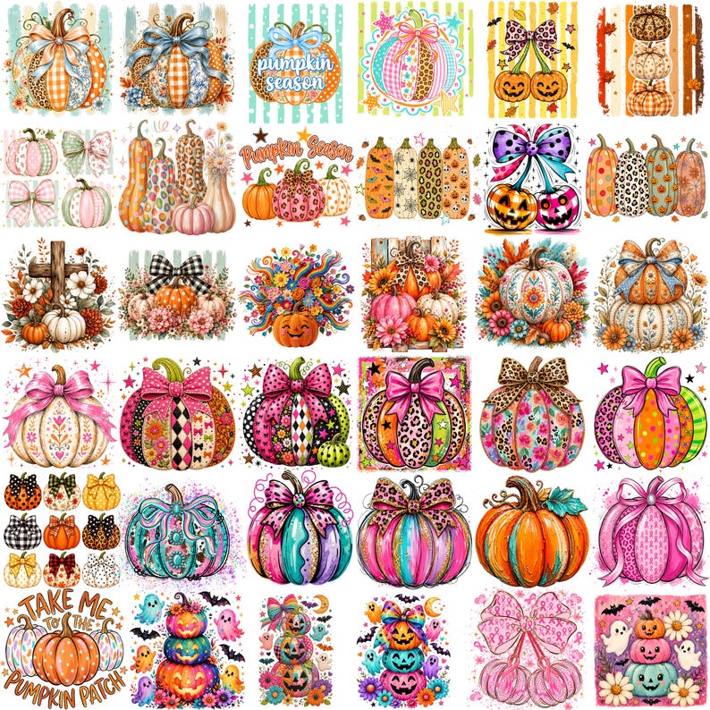 500+ Pumpkin Season PNG Mega Bundle, Retro Fall Patch, Thanksgiving, Halloween Jack-O-Lantern (Digital Download) image 4