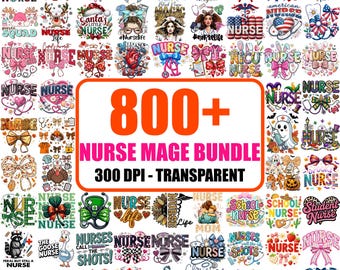 800+ Nurse PNG Mega Bundle, Stethoscope Bow Clipart, Seasonal Designs (Digital Download)