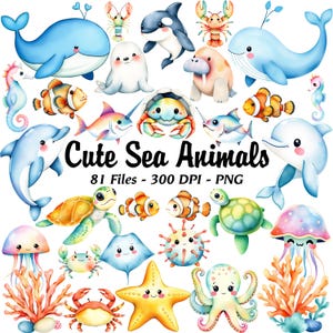 Aquarell süße Tiere Clipart | Niedliches Tier PNG Bündel | Aquarell Tiere | Baby Tiere Clipart Set | Druckbare Tiere, kommerzielle Nutzung