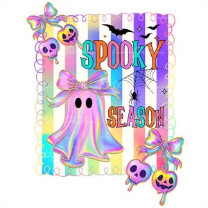 Fantasma iridescente PNG: design per maglietta di Halloween preppy (download digitale)