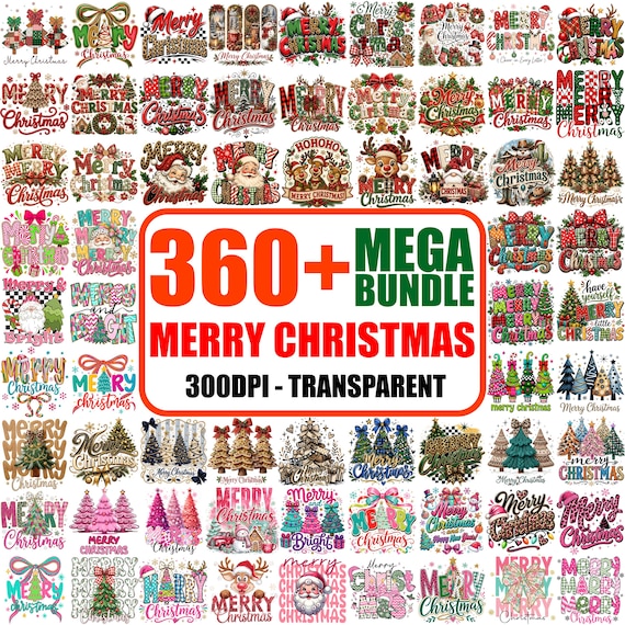 360+ Merry Christmas png bundle,Holiday Clipart Designs (Commercial Use)