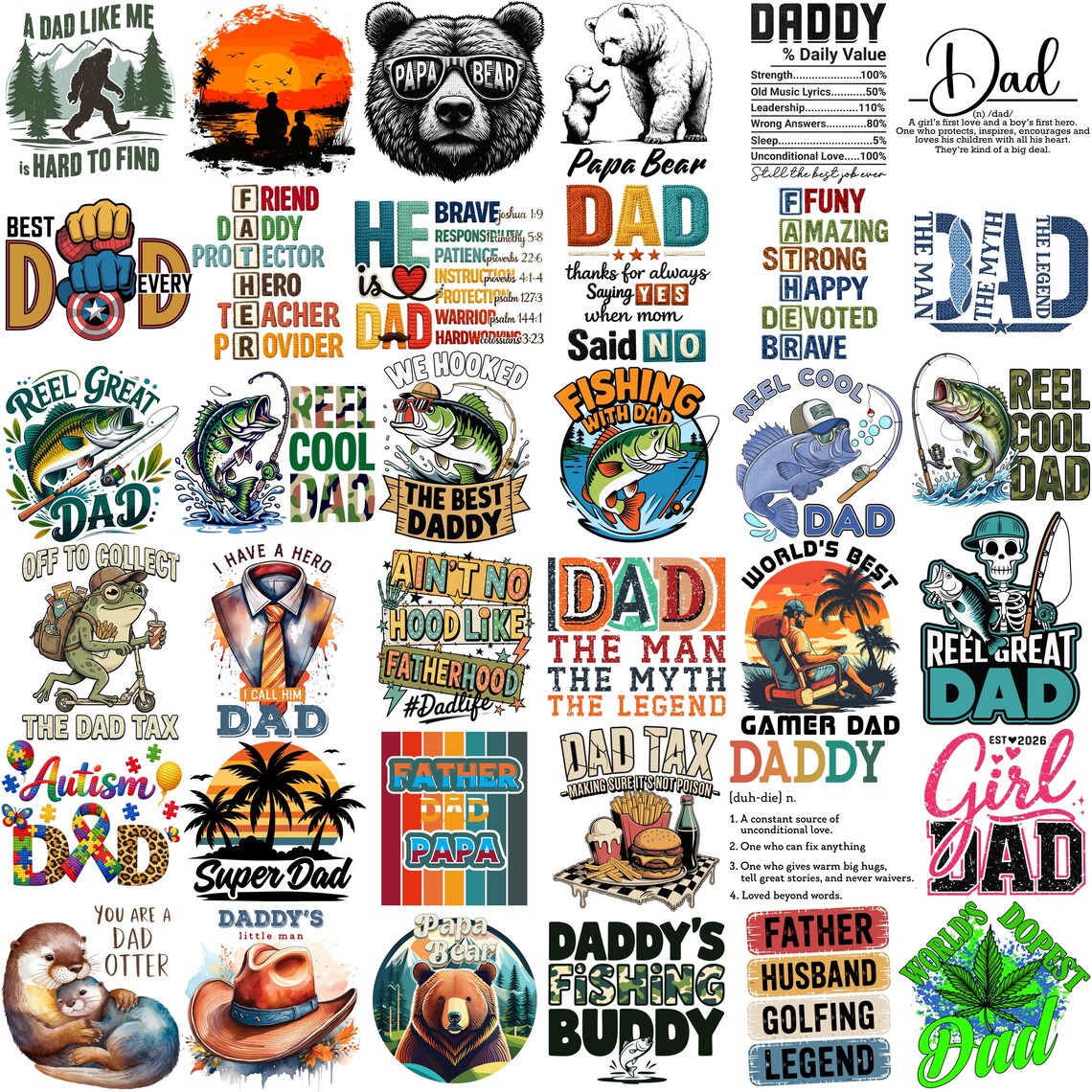 600+ Dad PNG Bundle, Father Daddy Designs, Sports, Funny, Papa (instant ...