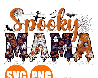 Mamá espeluznante Halloween SVG PNG: Diseño de sublimación para mamá y yo (descarga digital)