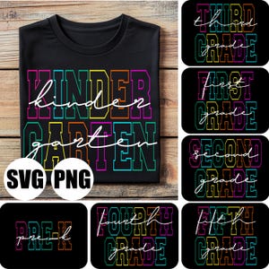 Pacote SVG de nível de ensino universitário em neon: clipart de professor de volta às aulas (uso comercial)