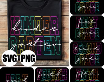 Neon Varsity Grade Level SVG Bundle: Back to School Teacher Clipart (Commercial Use)