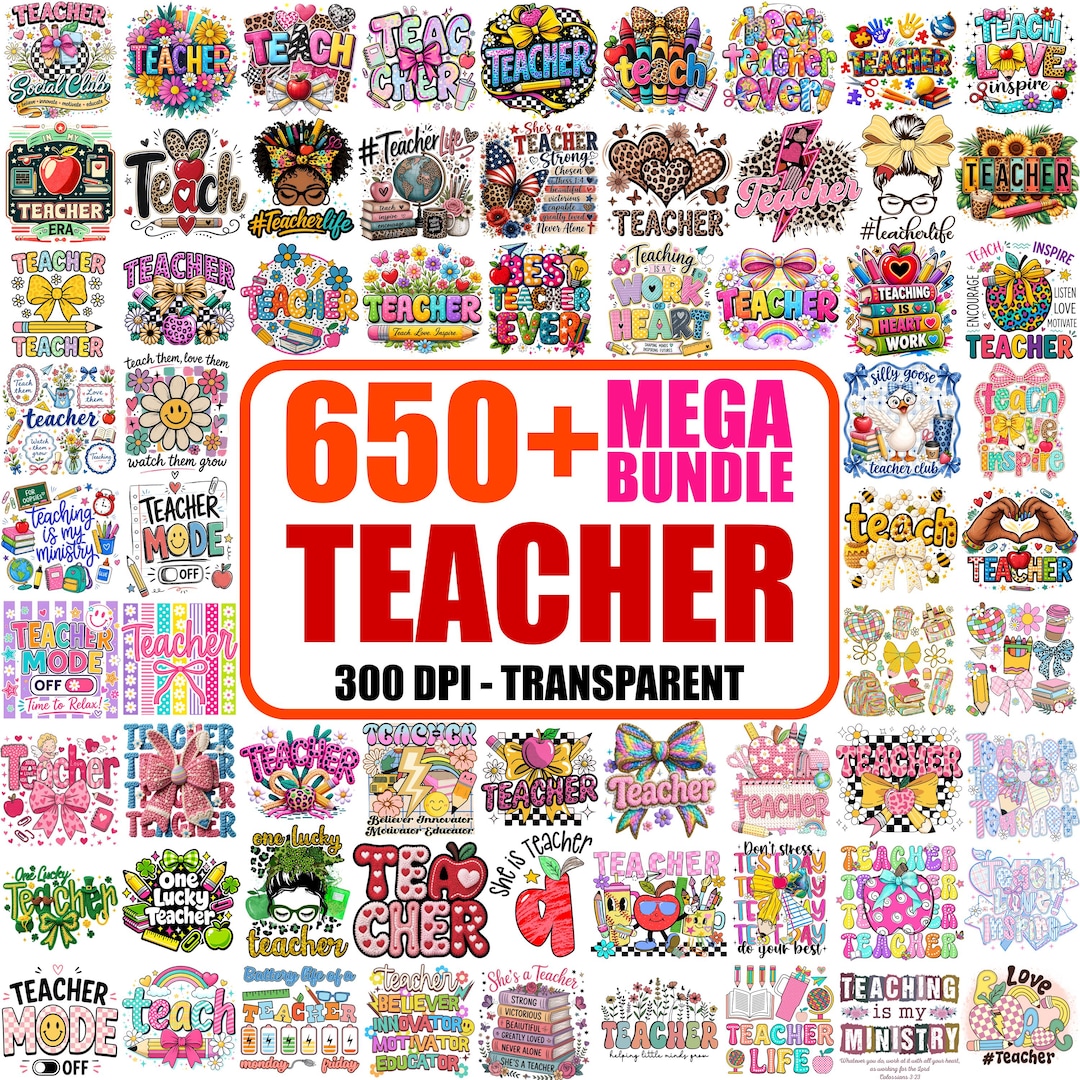 650+ Teacher png Mega Bundle,Teacher Life,School Clipart (Digital Download)