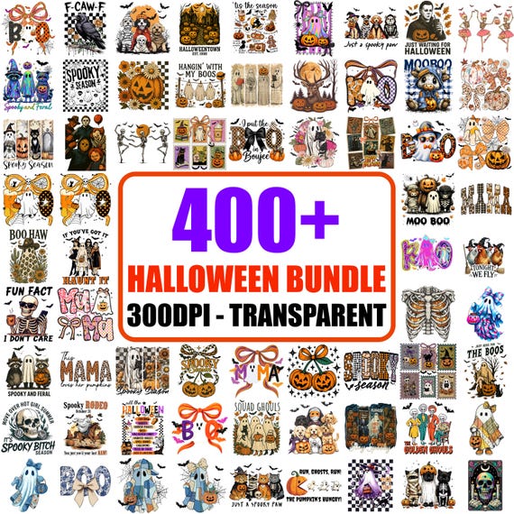 Retro Halloween PNG Bundle: 400+ Spooky Season Clipart Designs