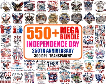 Plus de 550 fichiers PNG pour le Jour de l'Indépendance, 250e anniversaire, 4 juillet (téléchargement numérique)