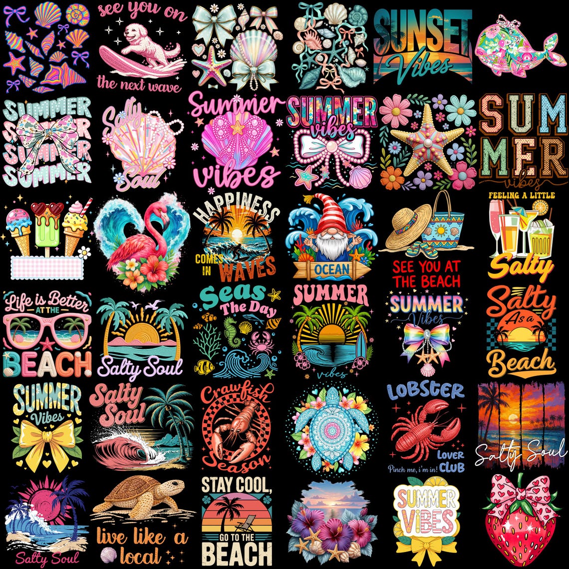 500+ Summer PNG Mega Bundle, Tropical Beach Clipart (digital Download ...