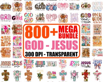 Christian PNG Bundle, Jesus, Cross, Faith Quotes (800+ Files)