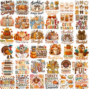 580+ Thanksgiving PNG Mega Bundle, Trendy Turkey , Retro Gobble Fall (300 DPI) image 3