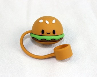 Hamburger Straw Toppers - 10mm Straw Caps - Toy Beverage Straw Toppers