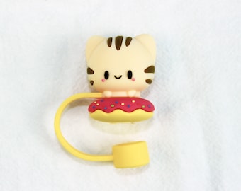 Tapones para pajitas con forma de gato color beige - Tapones de 10 mm para pajitas - Tapones para pajitas de juguetes para bebidas