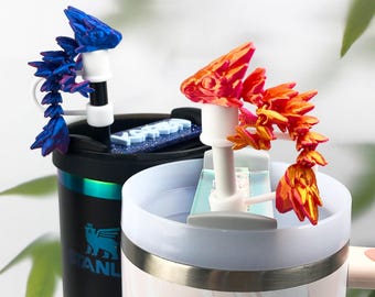 3D Printed Dragon Stanley Straw Topper | Laser Dragon Straw Topper | Cool 3D Printed Dragon Straw Topper | Stanley Tumbler Accessories