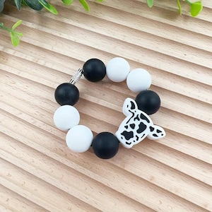 Western Cow Beaded Handle Pendant | Stanley Cow Handle Pendants | Stanley Tumbler Accessories
