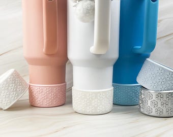 Stanley Fine Silicone Snowflake  Cup Boot | Stanley Glitter Snowflake Mug Boot | Solid Snowflake Tumbler Boots | Shiny Gold Tumbler Boot