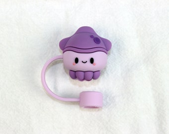 Purple Octopus Straw Toppers - 10mm Straw Caps - Toy Beverage Straw Toppers