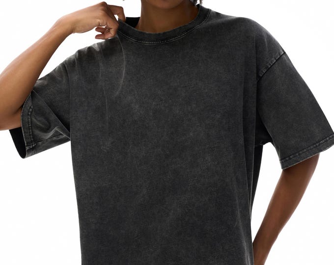 Oversized Snow Wash Cotton T-Shirt, Vintage Washed Tee