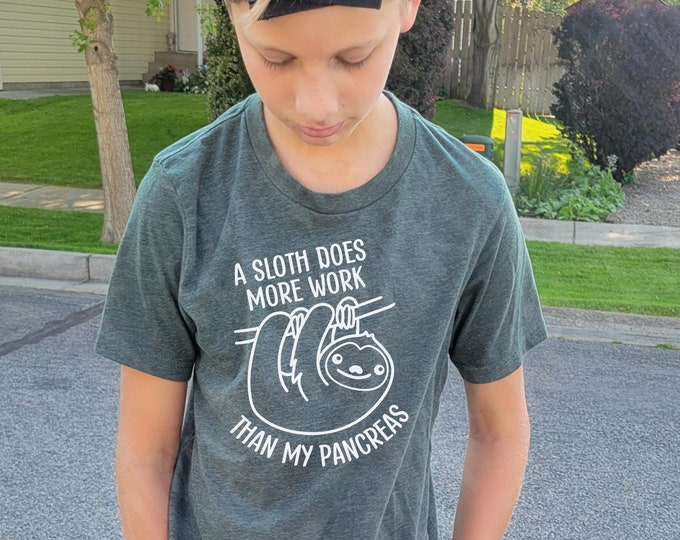 Type 1 Diabetes Youth Shirt: Sloth Pancreas Awareness Tee