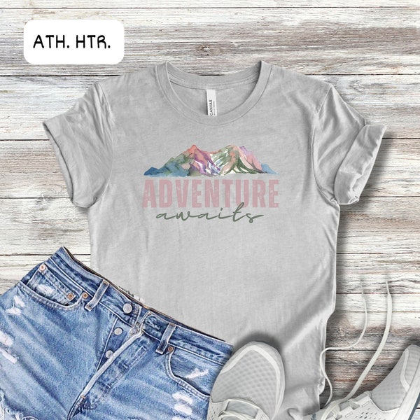 adventure shirt, watercolor shirt, shirt for hiking, shirt for travel, shirt for wife, camping shirt, shirt for camping, adventure awaits,