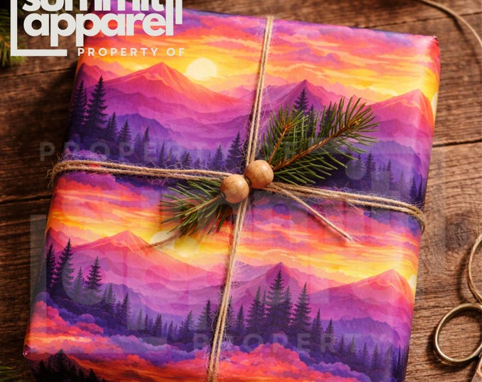 Camping Wrapping Paper, Evergreen Forest Gift Wrap, Tents and Campfire Pattern, Nature Lover Gift Wrap, Outdoor Adventure Paper