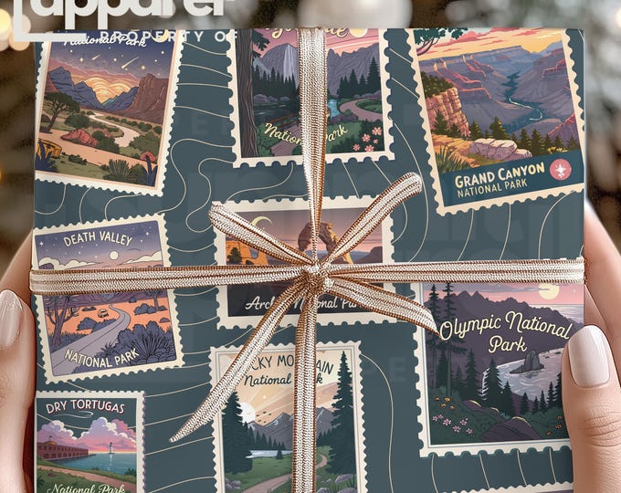 Camping Wrapping Paper, Evergreen Forest Gift Wrap, Tents and Campfire Pattern, Nature Lover Gift Wrap, Outdoor Adventure Paper