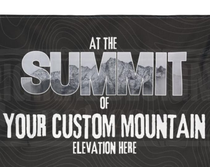Custom Mountain Elevation Flag, Hiker Summit Souvenir