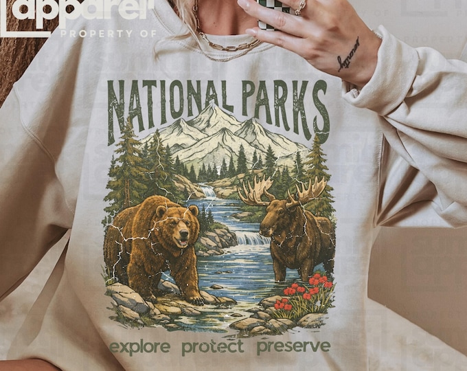 National Parks Nature Crewneck Sweatshirt | Scenic Park Landscape Design