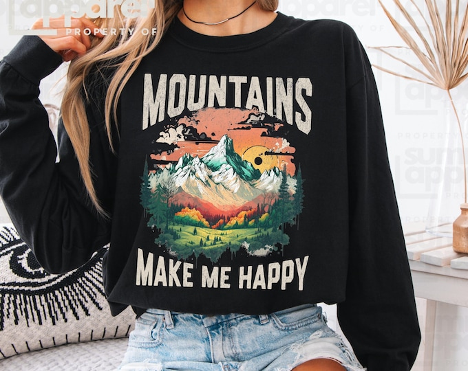 Vintage Mountain Shirt Long Sleeve T-Shirt | Retro Nature Tee