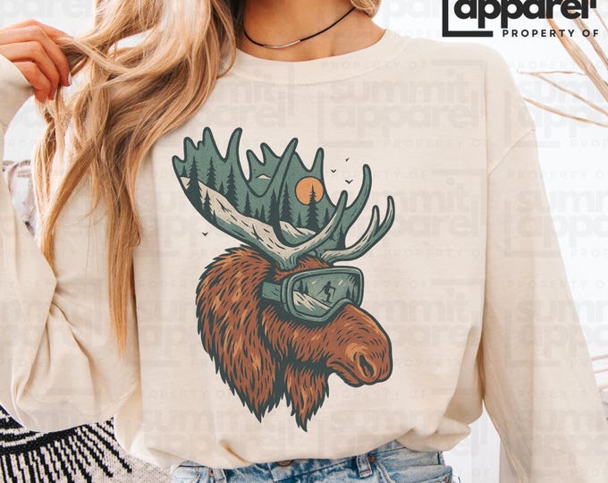 Vintage Moose Graphic Tee, Outdoor Adventure Shirt