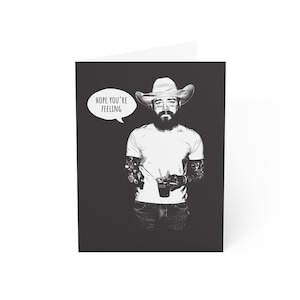 Post Malone funny get well card, custom greeting cards, funny get well card for friend, funny Posty get well card for boyfriend, funny cards