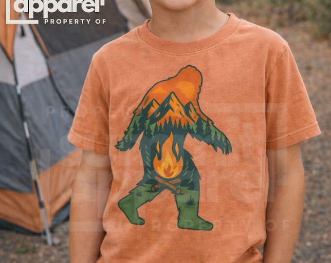 Comfort Colors Bigfoot Kids Shirt, Nature Adventure Tee