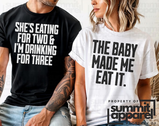 Funny Couples Pregnancy Shirts, Matching Unisex Cotton Blend Tees