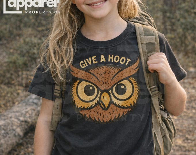 Give a hoot owl shirt for kids, youth comfort colors nature bear tshirt, nature shirt for outdoor kid, birthday shirt for son or daughter