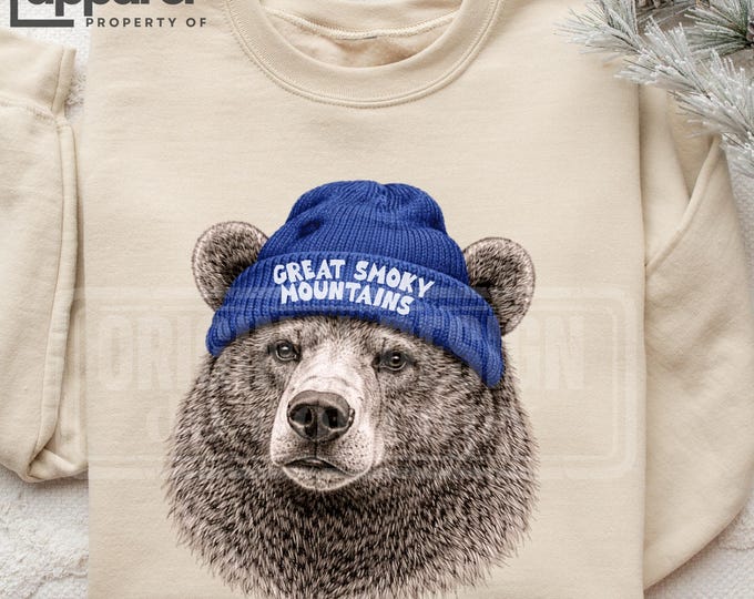 Smoky Mountains Bear Sweatshirt, Retro Wildlife, Outdoor Gift