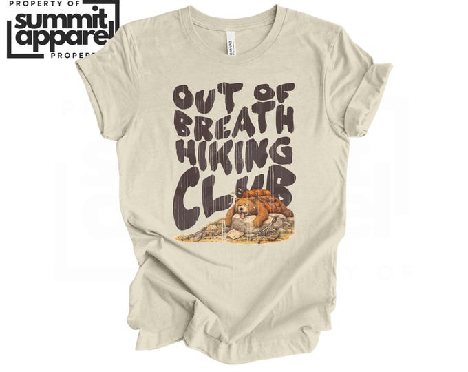 Funny hiking tshirt, out of breath hiking club shirt, mens nature tshirt, lightweight nature shirt for hiking, ladies nature graphic tee