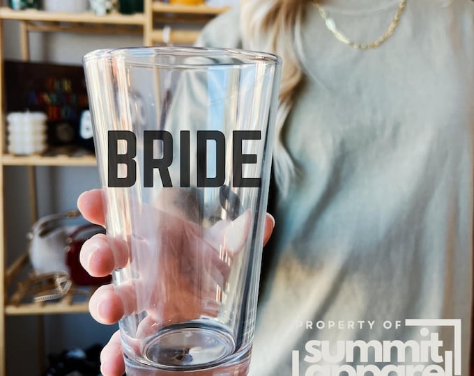Custom Printed Pint Glass: 16oz Wedding Party Favor