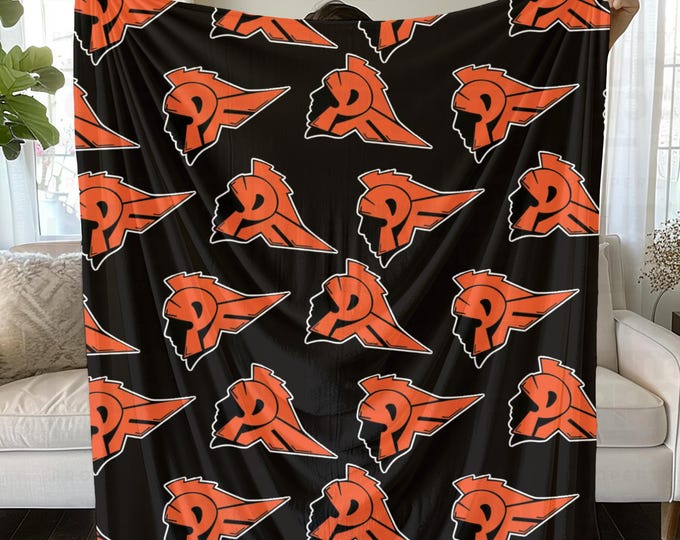 Custom School Mascot Velveteen Blanket, Personalized Team Blanket