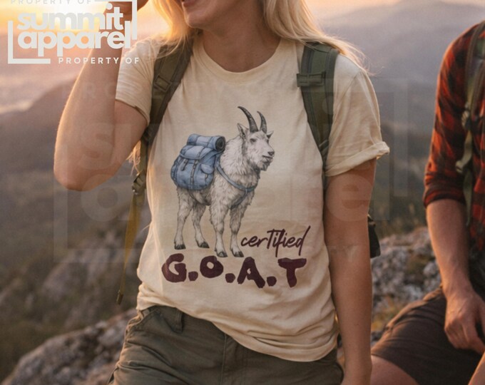 Goat hiking tshirt, nature graphic shirt, mens nature tshirt, lightweight nature shirt for hiking, ladies nature graphic tee, Stay Wild Bear