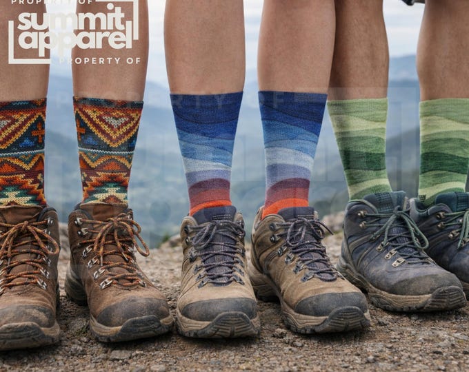 Nature Print Socks, Nature Socks 3 Pair, Gifts for Nature Lovers, Fun Hiking Socks Gift, Wildlife Socks, Topo Map Socks, National Park Socks