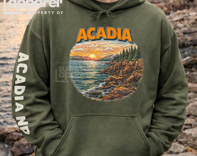 Acadia National Park Hoodie, Outdoor Apparel, Gift for National Park Lover, NP hoodie, retro NP Hoodie