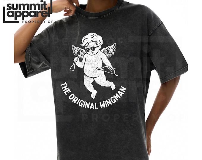 Washed Cotton Cupid T-Shirt, Valentines Day Gift