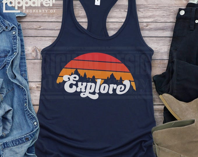 Womens Explore Racerback Tank Top, Hiking Camping Shirt
