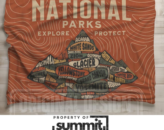 National Park Landscape Squares Velveteen Plush Blanket