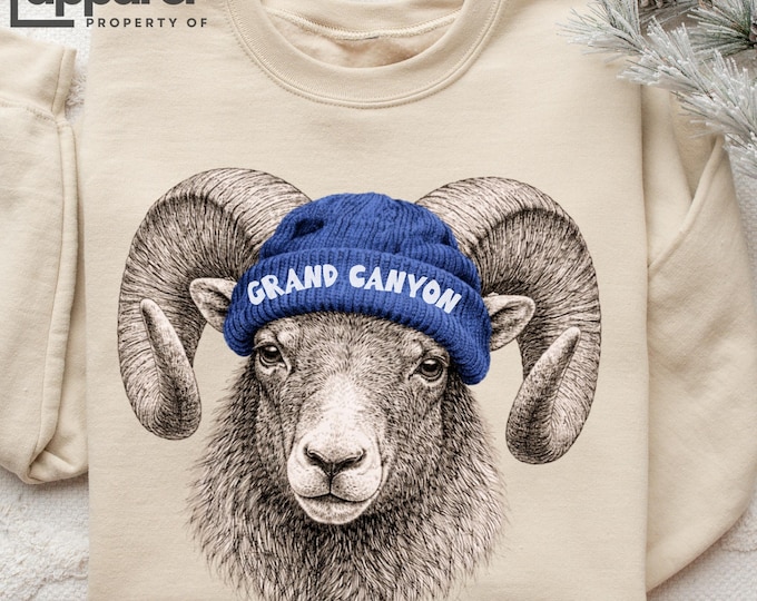 Grand Canyon Sheep Sweatshirt, Retro Wildlife, Winter Nature Gift